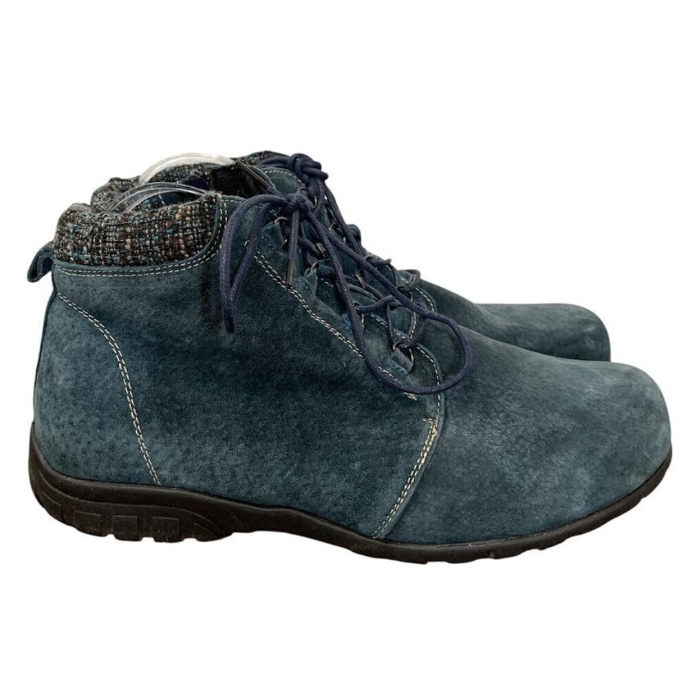 Propet Delaney Ankle Boots Chukka Leather Dark Blue Removable Sole Sz 11 XX 4E